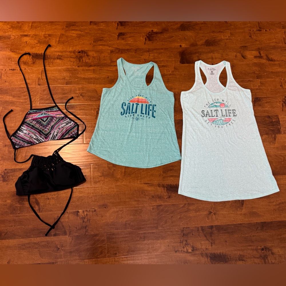 Women’s Salt Life tank & coverup/dress, Mossimo & Xhilaration bathing suit tops